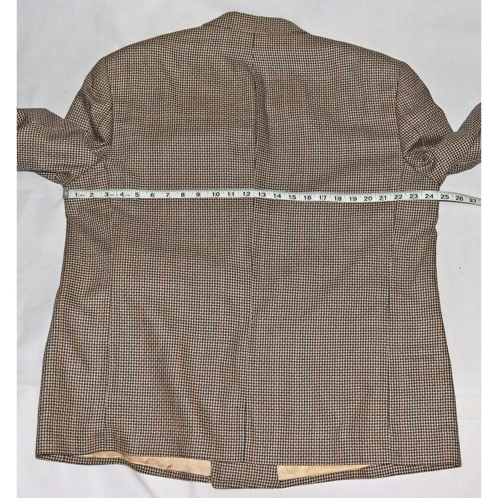 Bartolini 100%‎ Silk Sport Coat Blazer Jacket S 44 Houndstooth Check Vintage